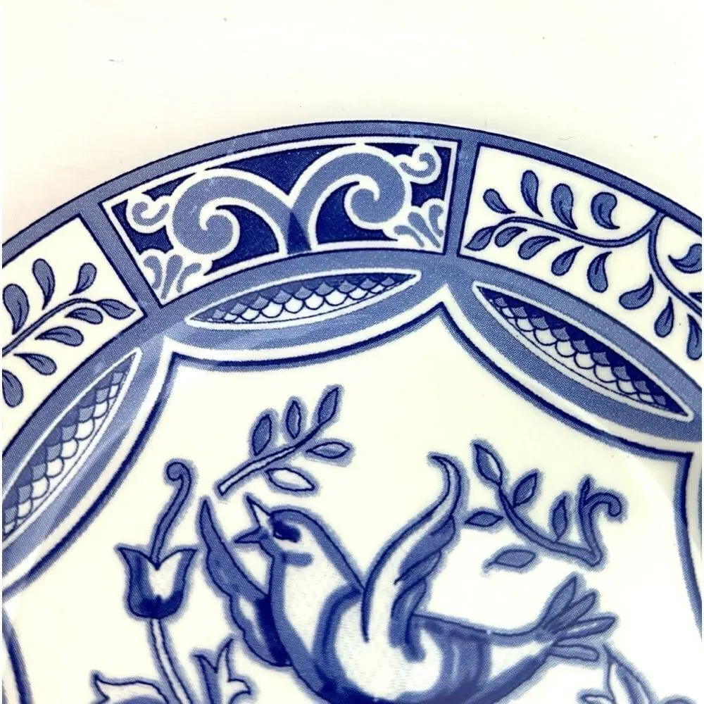 Blue Bird Ceramic Salad Plate Blue & White With Strawberries 7 ¾